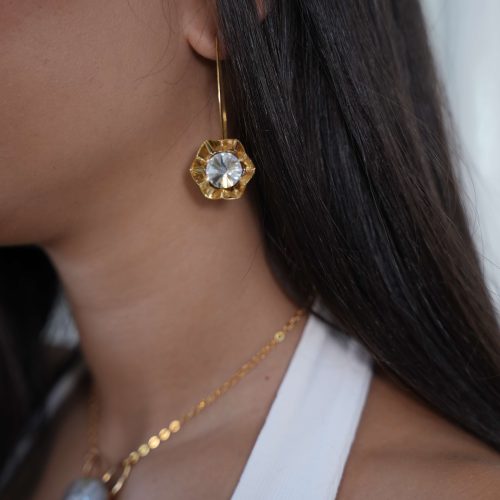 עגיל פרח הלב - שקוף