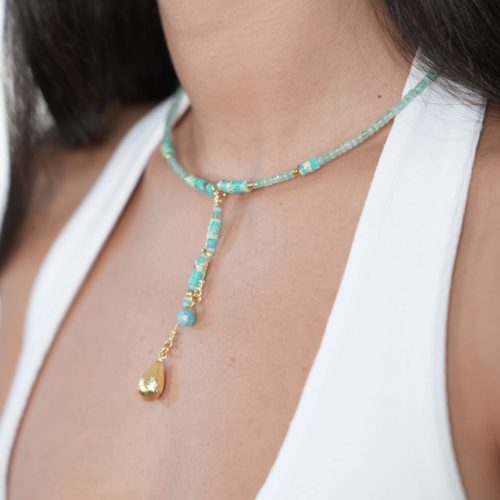 שרשרת חישוק שובלים - טורקיז אמזונייט