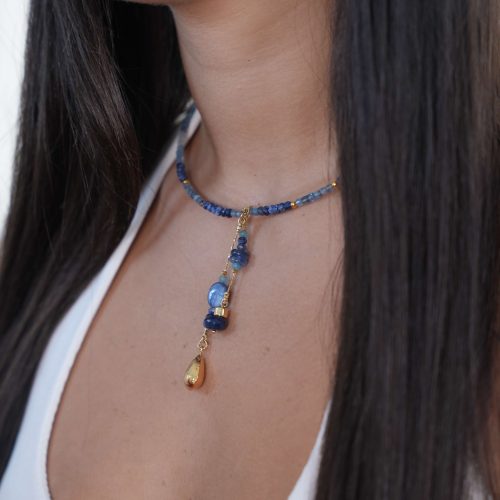 שרשרת חישוק שובלים - כחול קאיינייט