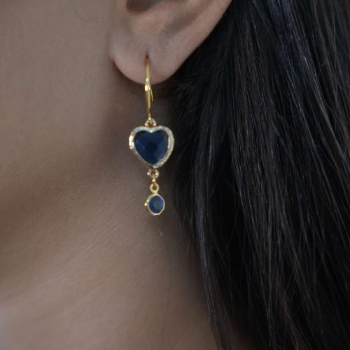 עגילי לב - כחול