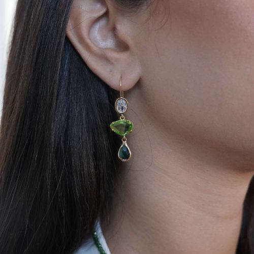 עגילי שביט - ירוק