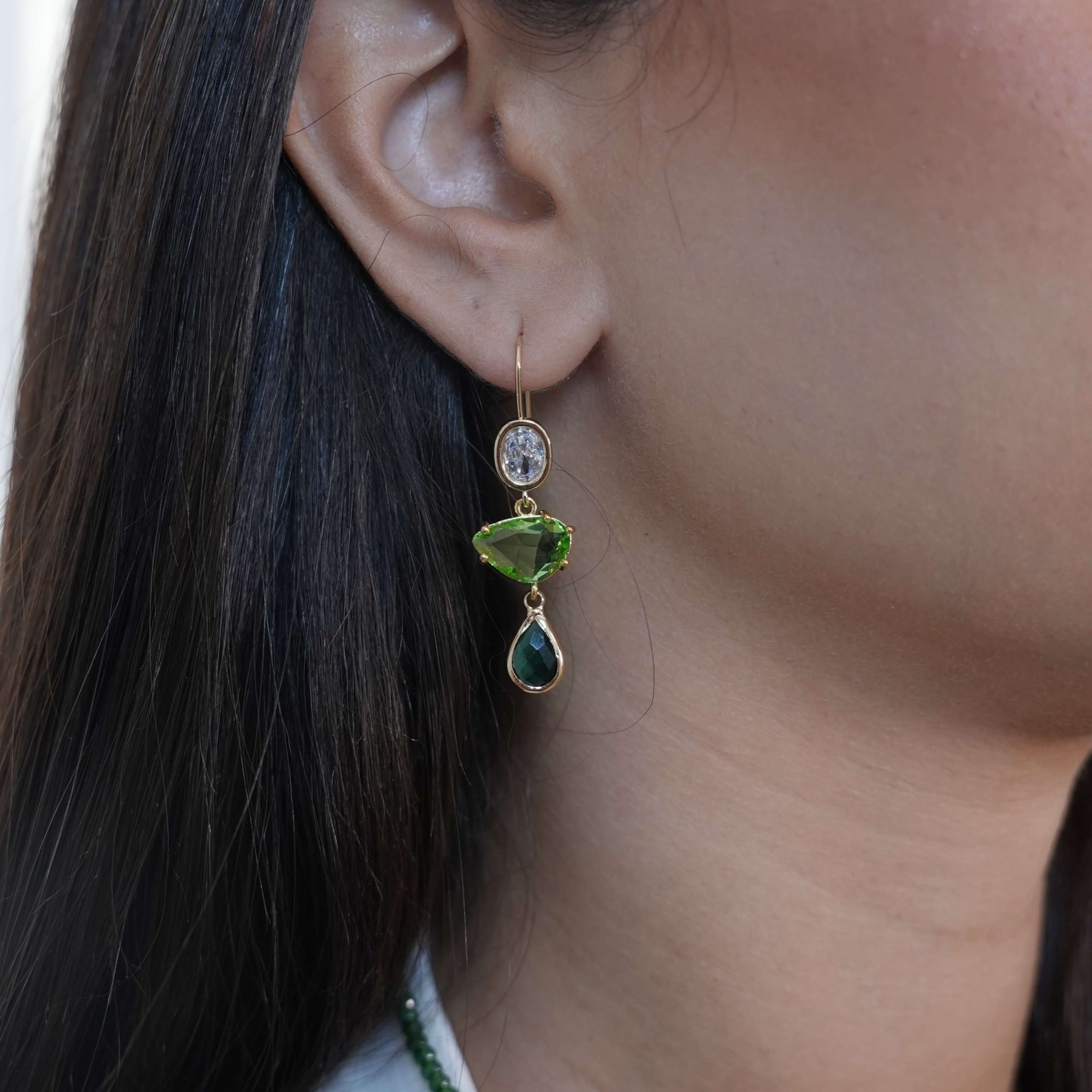 עגילי שביט - ירוק