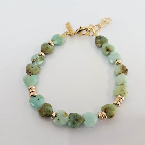 צמיד לבבות - טורקיז אמזונייט