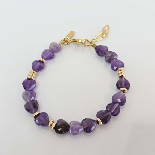 צמיד לבבות - סגול אמטיסט