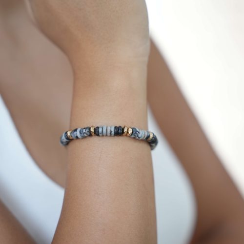 צמיד מרגנית - אפור שחור טורמלין