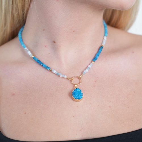 שרשרת אבן דרוסי - טורקיז כהה אפטייט