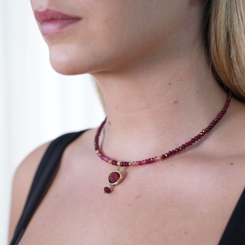 שרשרת חישוק - אדום אגת