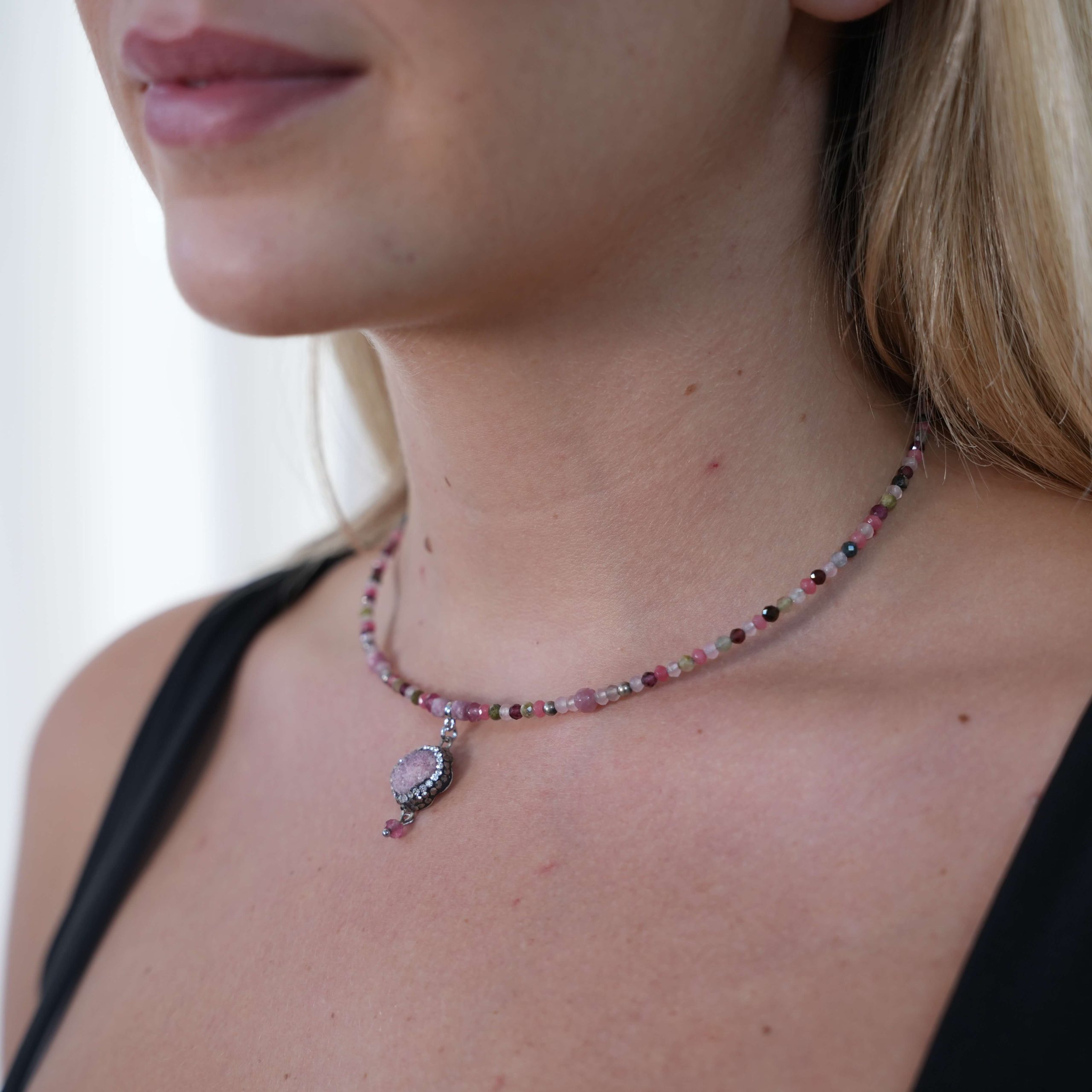 שרשרת חישוק - ורוד טורמלין